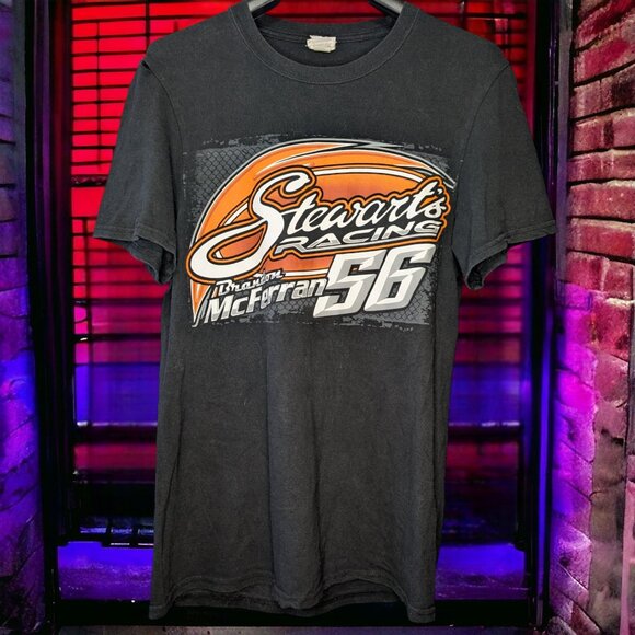 Vintage Stewart Racing McFerran #56 Tee Shirt L Double-Sided Race Car Black - Picture 1 of 5